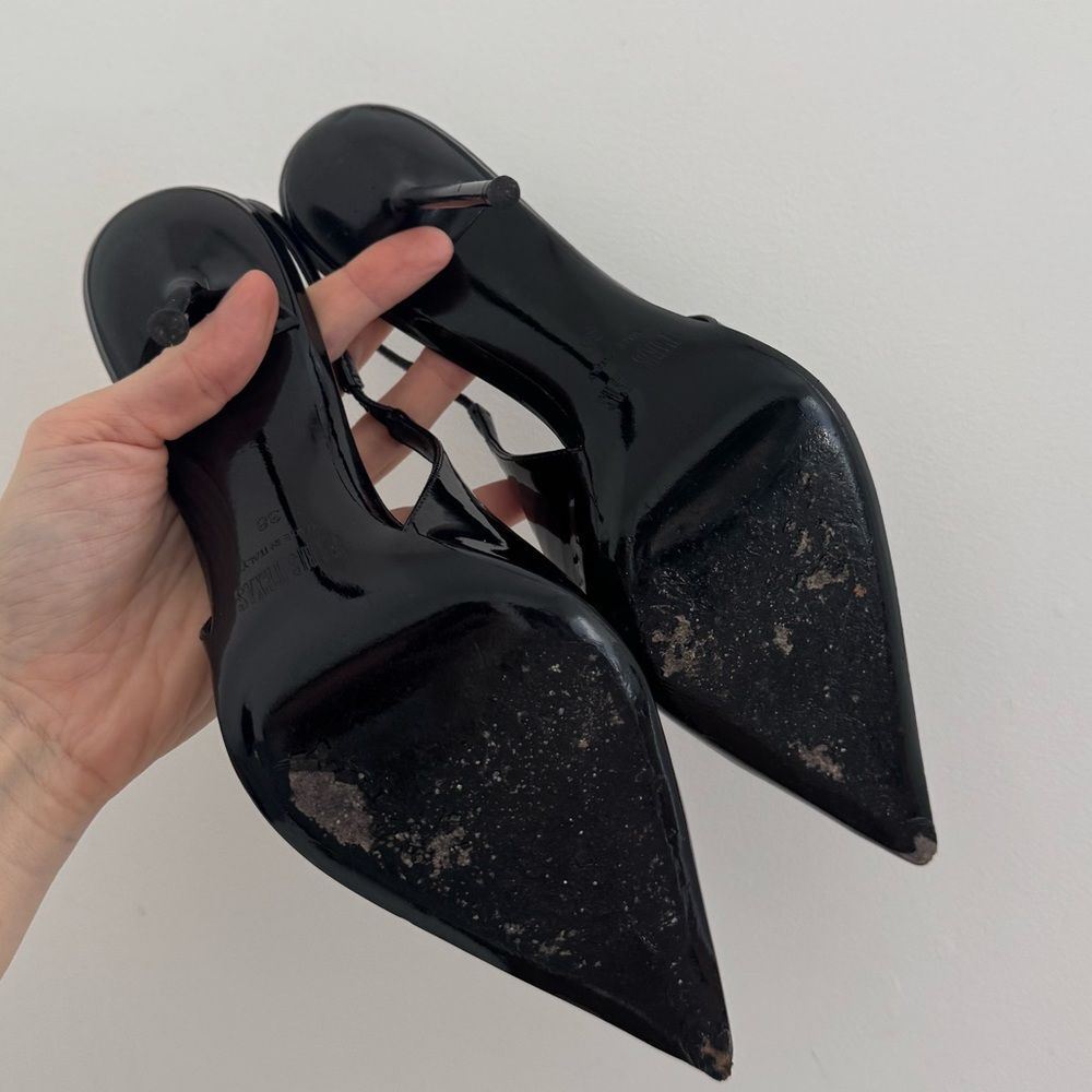 Paris Texas Sleek Black Slingback Heels - Picture 11 of 14